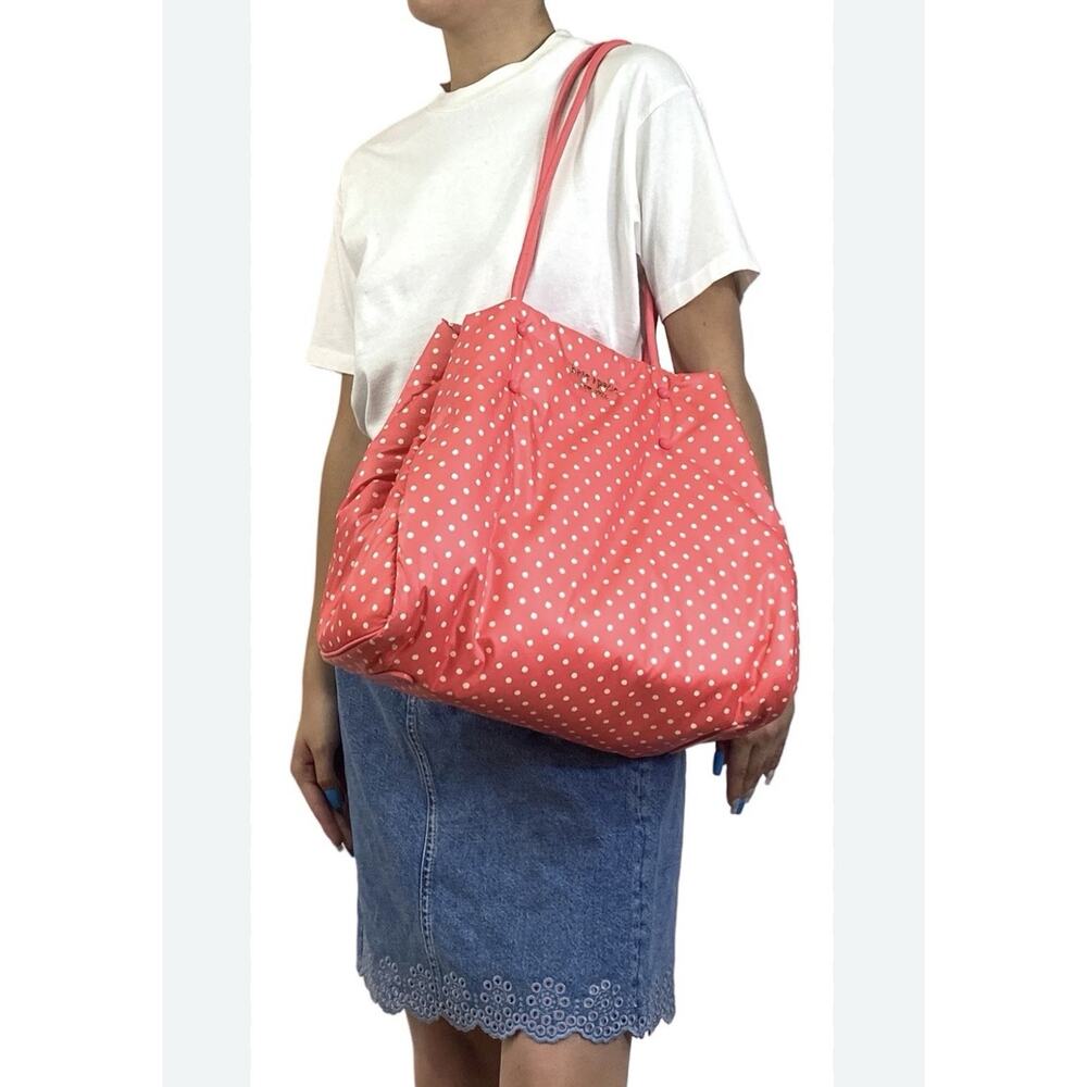 Kate Spade Everything Puffy Dots Large Tote Pink White 15x12x8 Travel Shopping - Picture 2 of 12